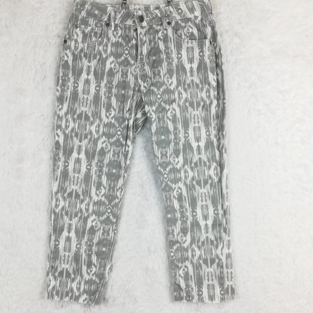 I Jeans By Buffalo Girls‎ Jeans Mia Skinny Denim White Gray Geometric Raw Hem 16